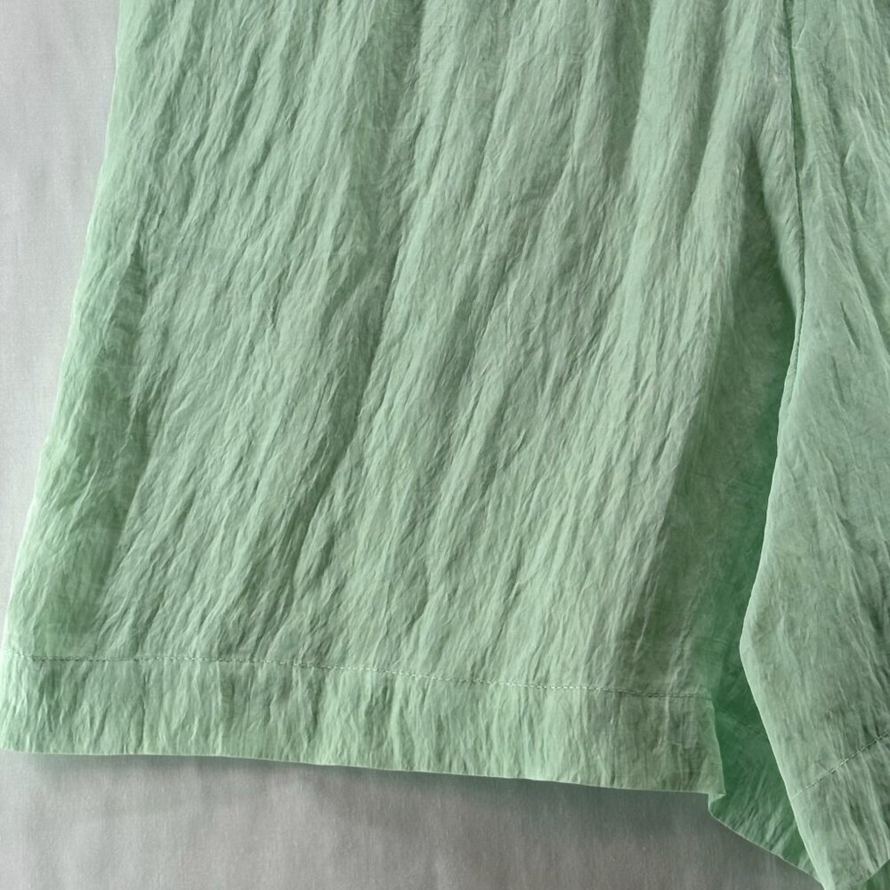 House of Harlow 1960 Crinkle Shorts Women L Drawstring Waist Relaxed Light Green - Picture 8 of 12